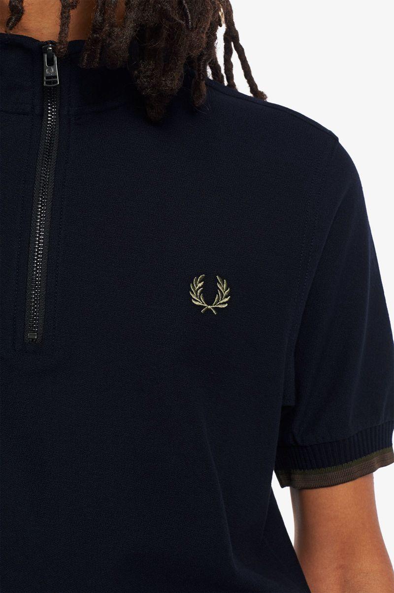 Navy Fred Perry Funnel Neck Polo Men's Shirts | PH 1501VRWD